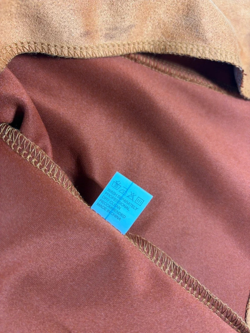 Brown orange Rust-Brown Double-Breasted Pea Coat - Picture 4 of 8